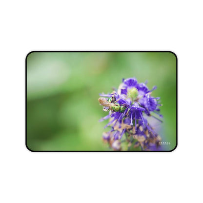 Green Sweat Bee Pollinates Flowers Full-Size Gaming Mousepad