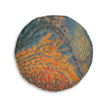 The Colors of Sunset Painting Tufted Floor Pillow, Round