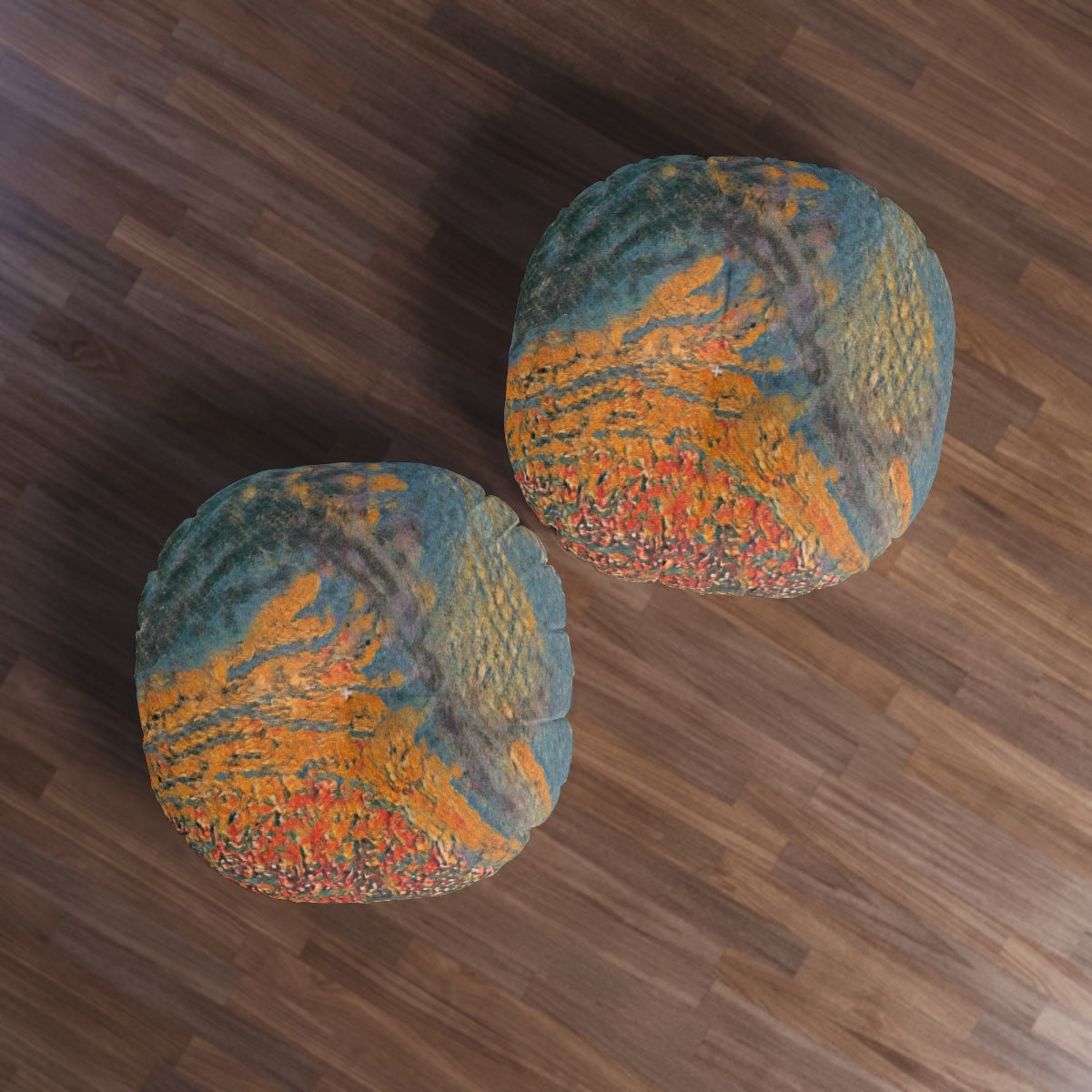 The Colors of Sunset Painting Tufted Floor Pillow, Round