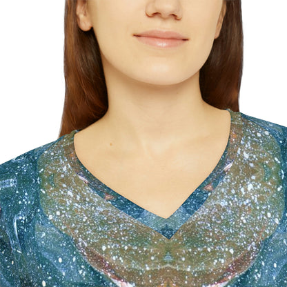 Cosmic Cell Division Women's Long Sleeve V-neck Shirt