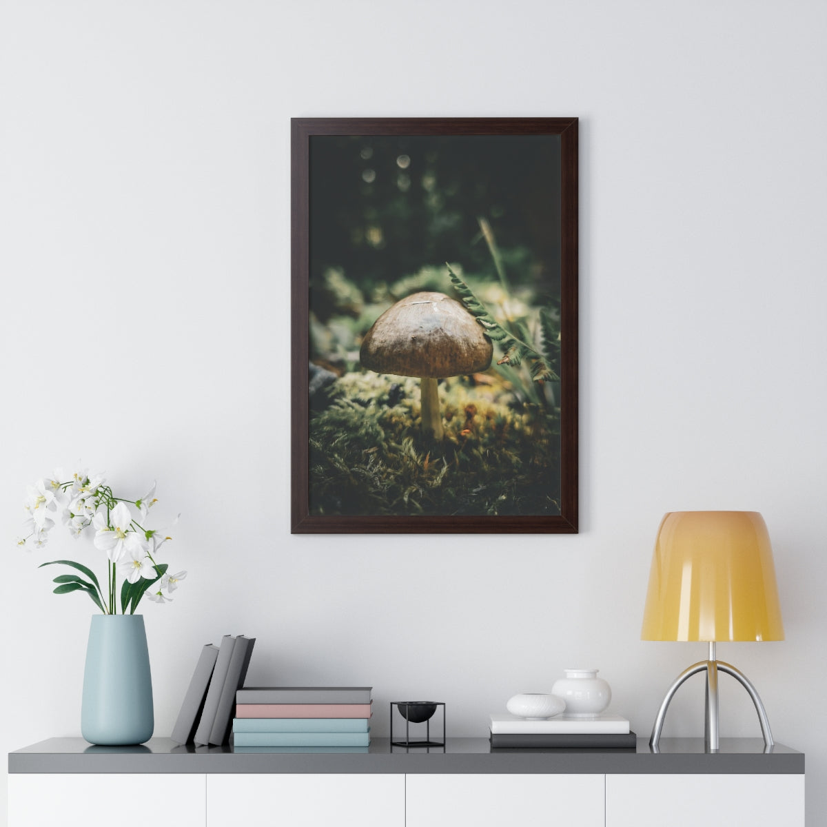 Mossy Mushroom House Framed Matte Print