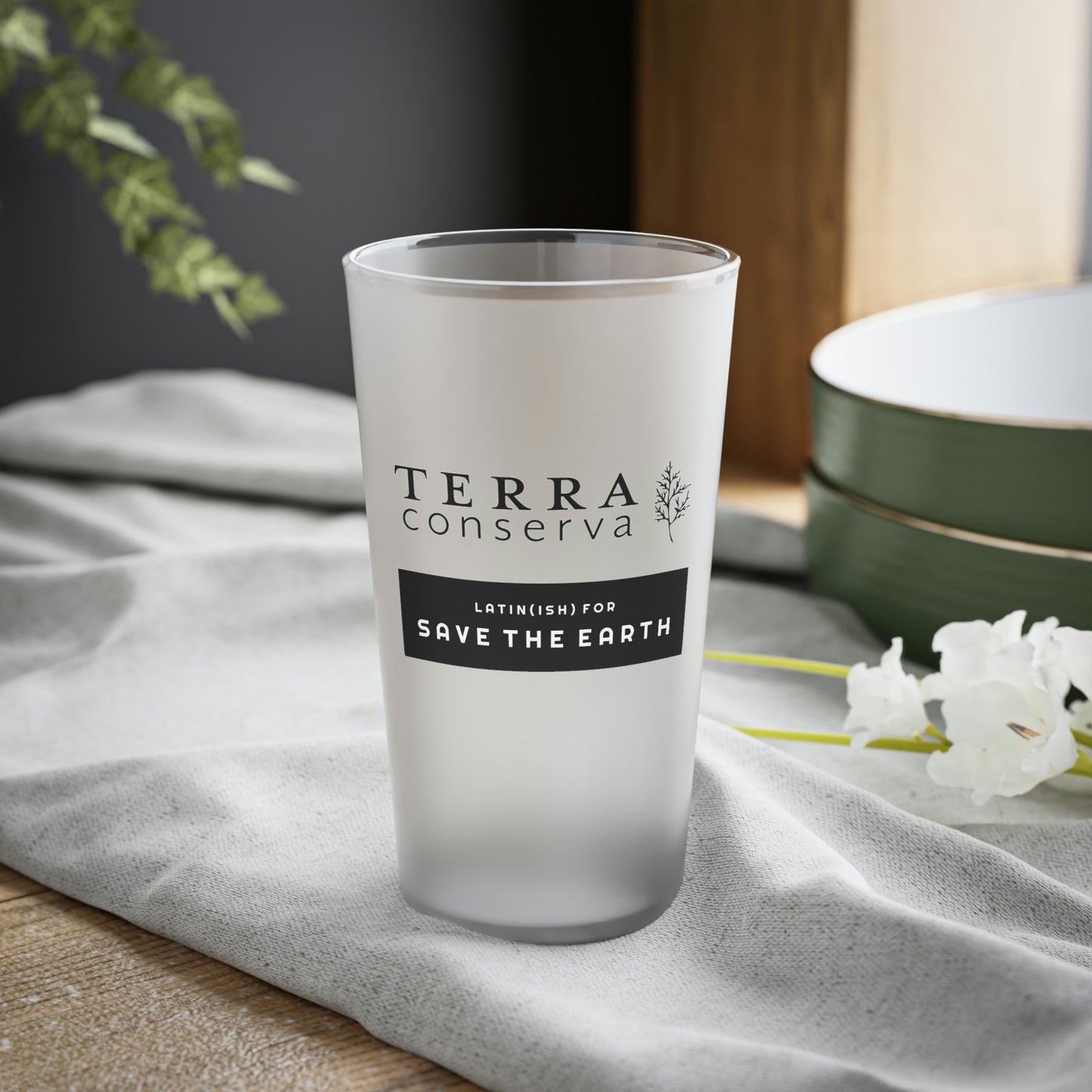 Terra Conserva Save the Earth 16oz Frosted Pint Glass