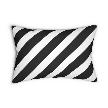 Black & White Diagonal Stripes Lumbar Pillow