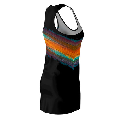 Rainbow Paint Stripe Slinky Racerback Dress