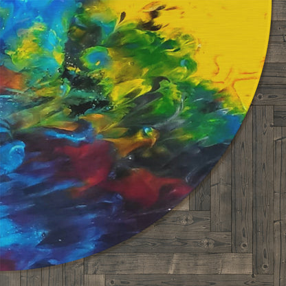 Colorful Paint Waves Round Rug