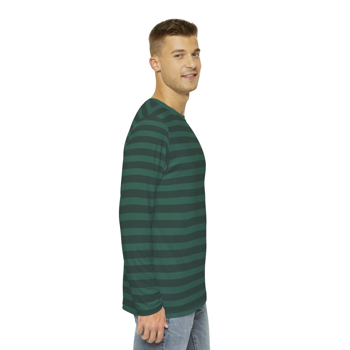 Balsam Green Striped Men's Long Sleeve Shirt