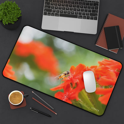 Flower Fly on Red Flowers Full-Size Gaming Mousepad