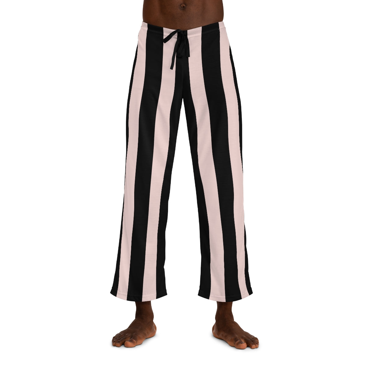 Gently Pink & Black Vertical Striped Men's Pajama Pants