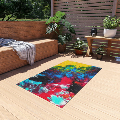 Colorful Paint Waves Outdoor Rug