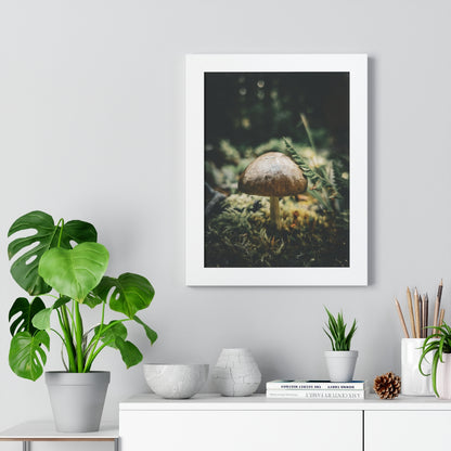 Mossy Mushroom House Framed Matte Print