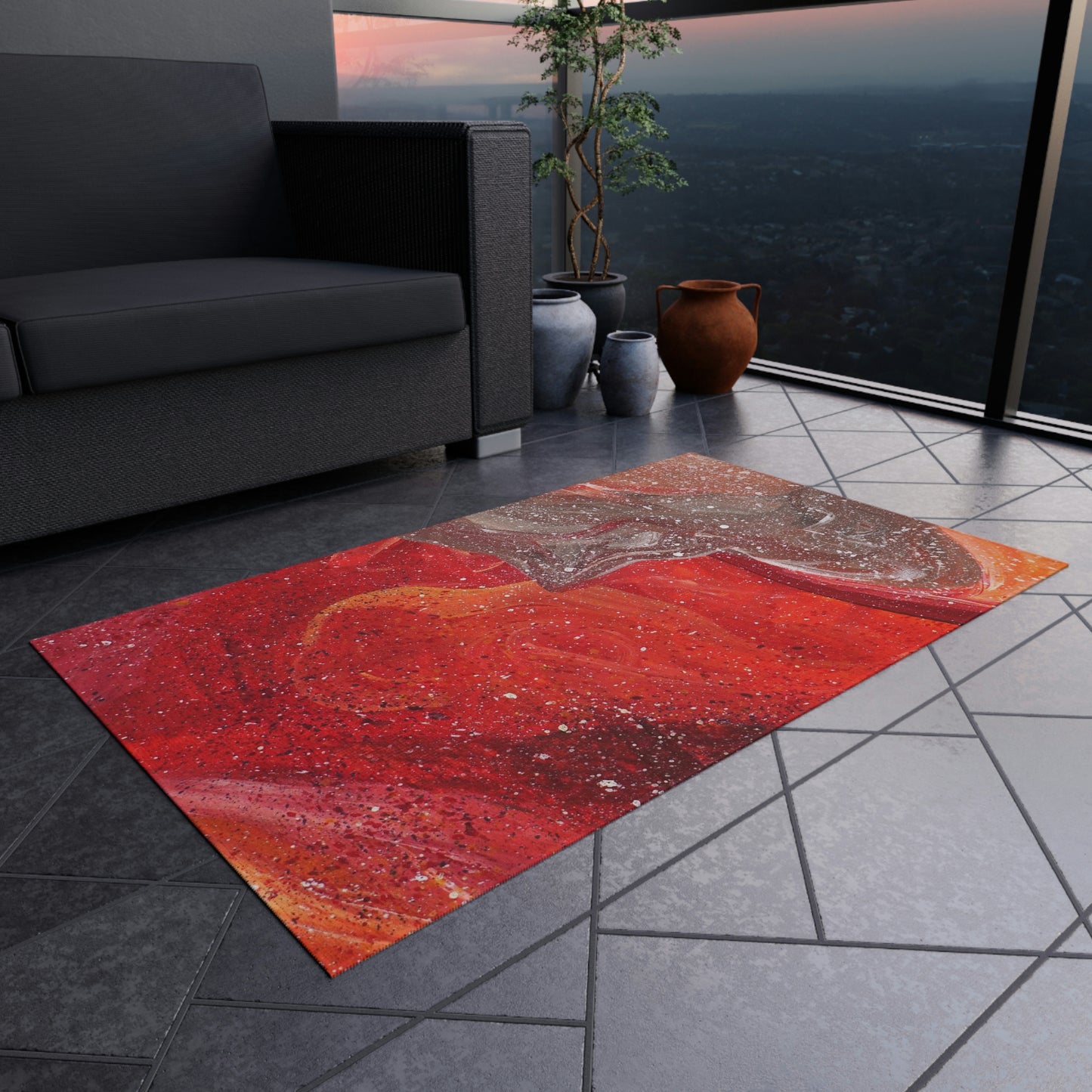 Waves of Creation Painting Outdoor Rug