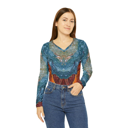 Cosmic Cell Division Women's Long Sleeve V-neck Shirt