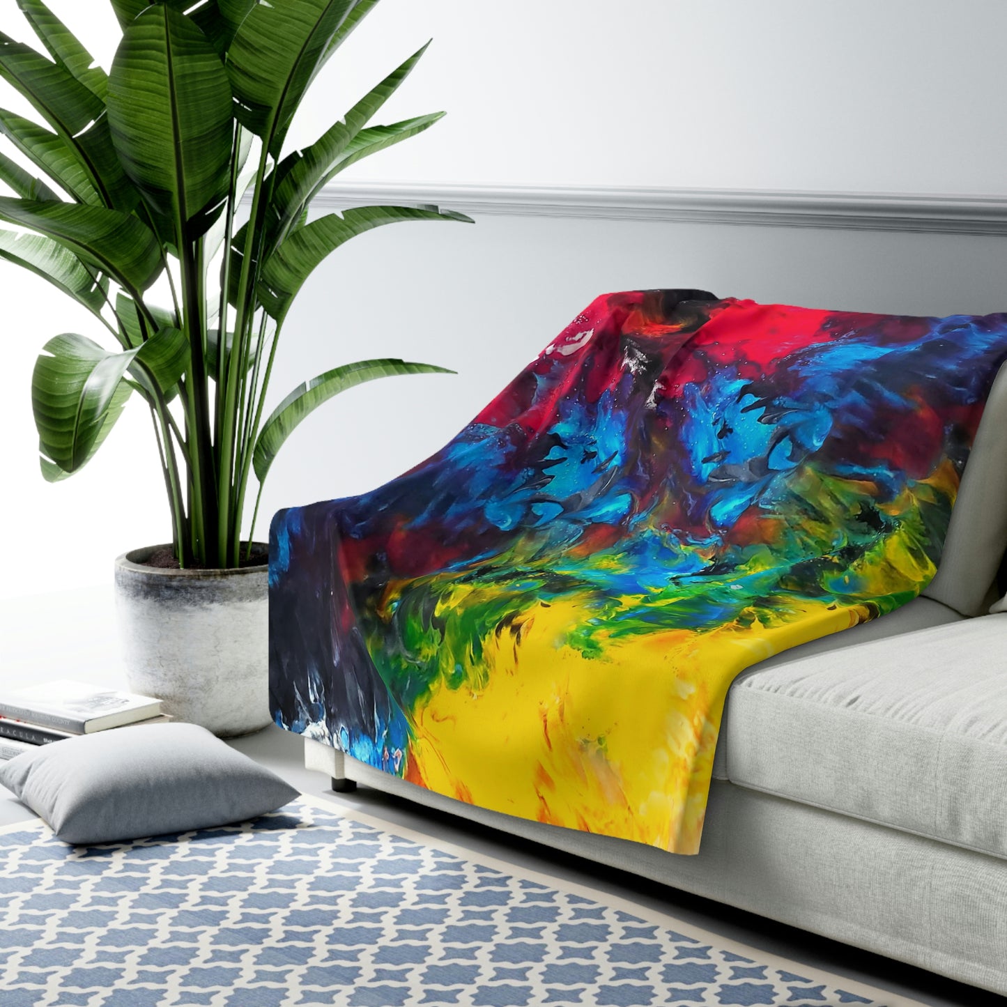 Colorful Paint Waves Sherpa Fleece Blanket