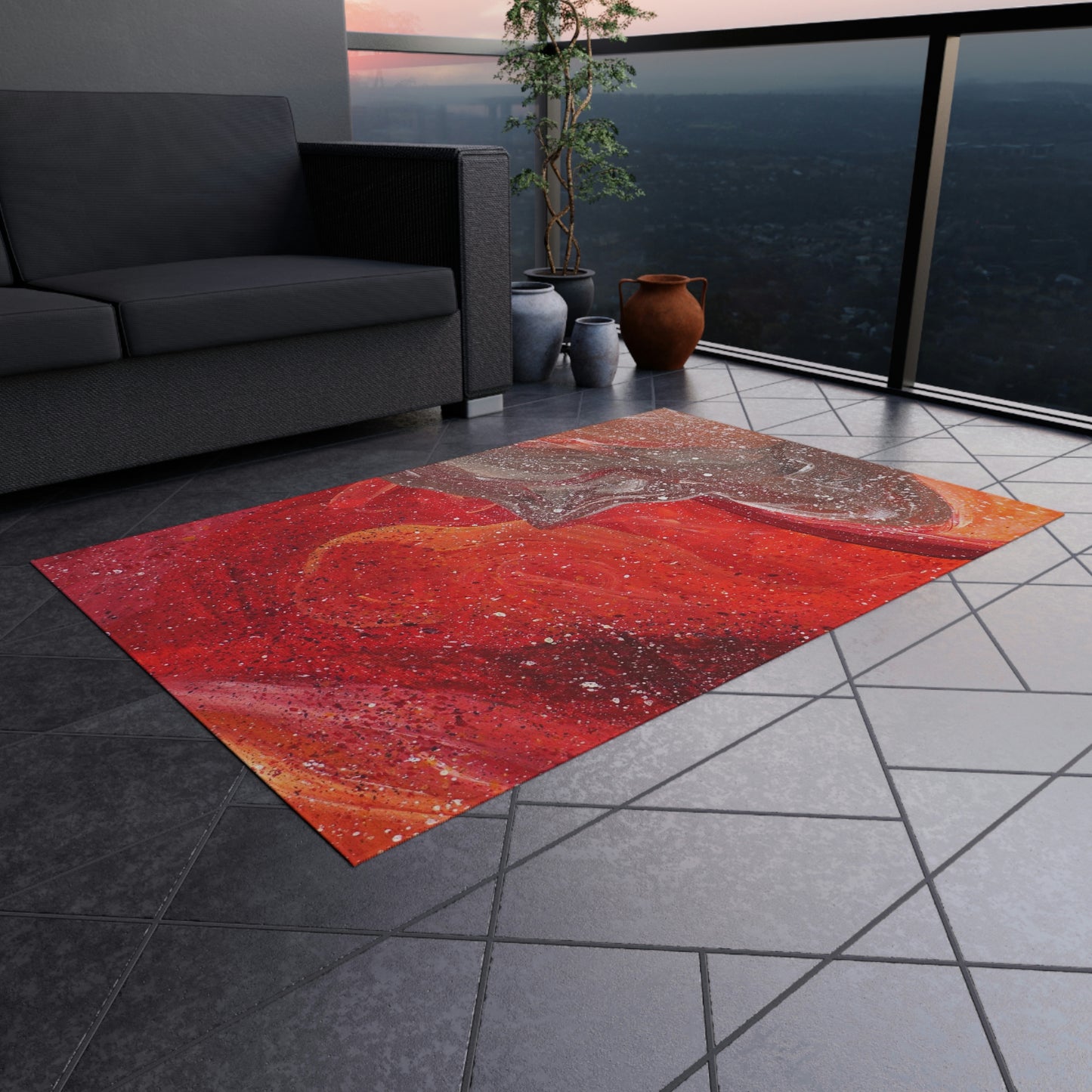 Waves of Creation Painting Outdoor Rug