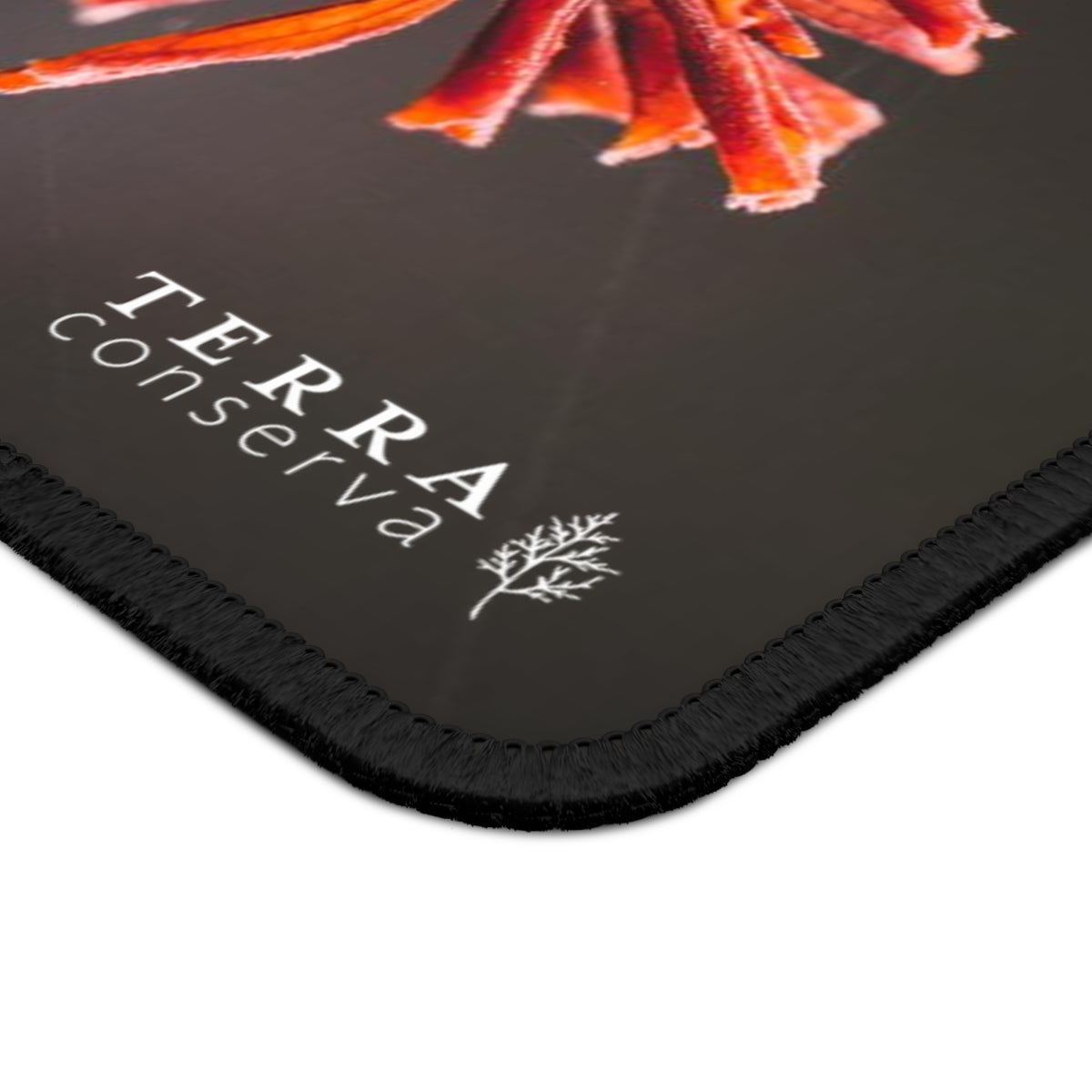 Macro Vibrant Red Orange Flower Large Mouse Pad