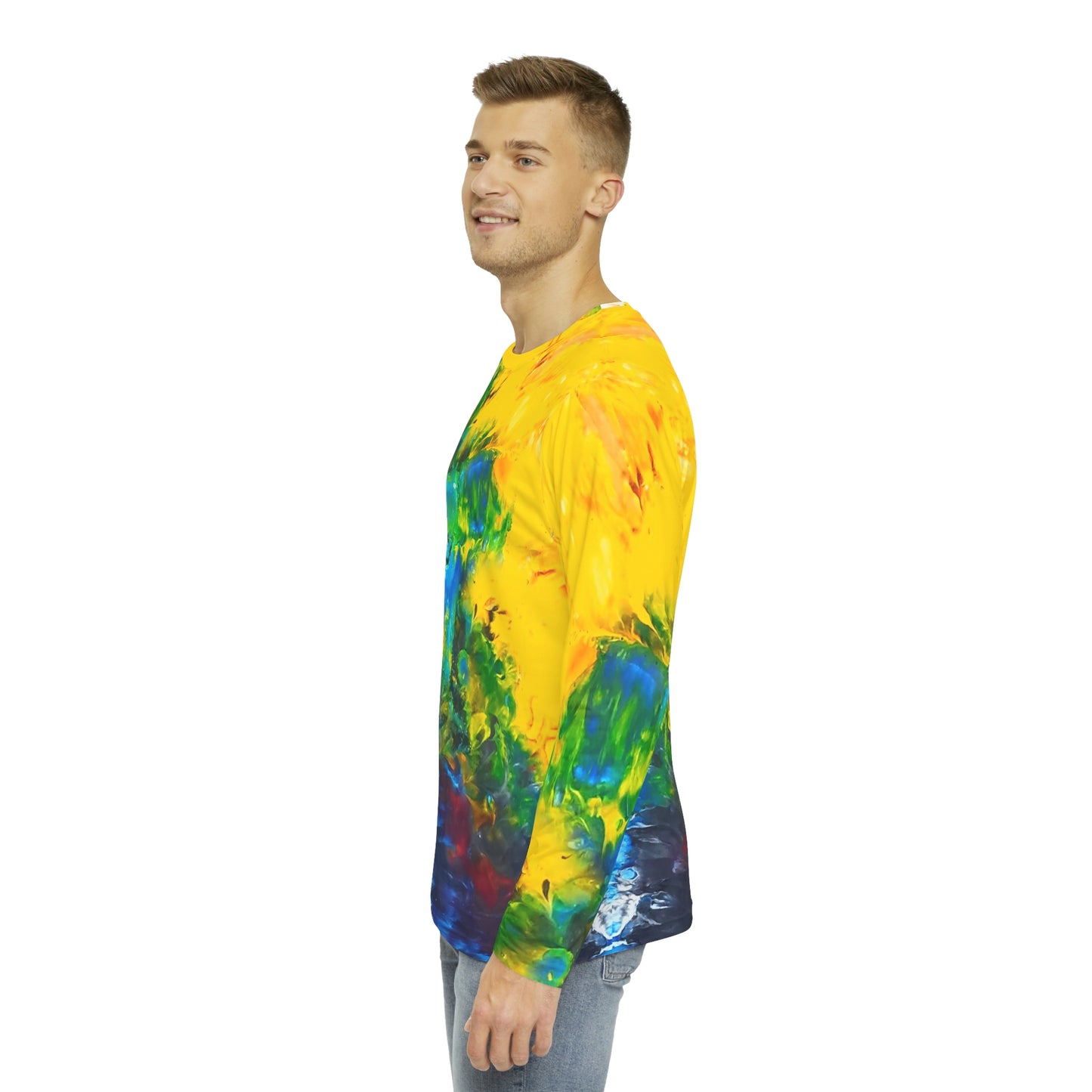 Colorful Paint Waves Men's Long Sleeve Shirt