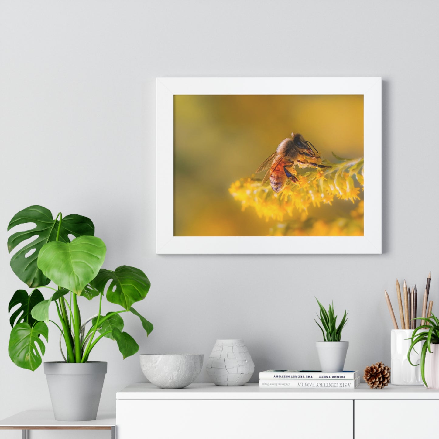 Golden Honey Bee Framed Matte Print