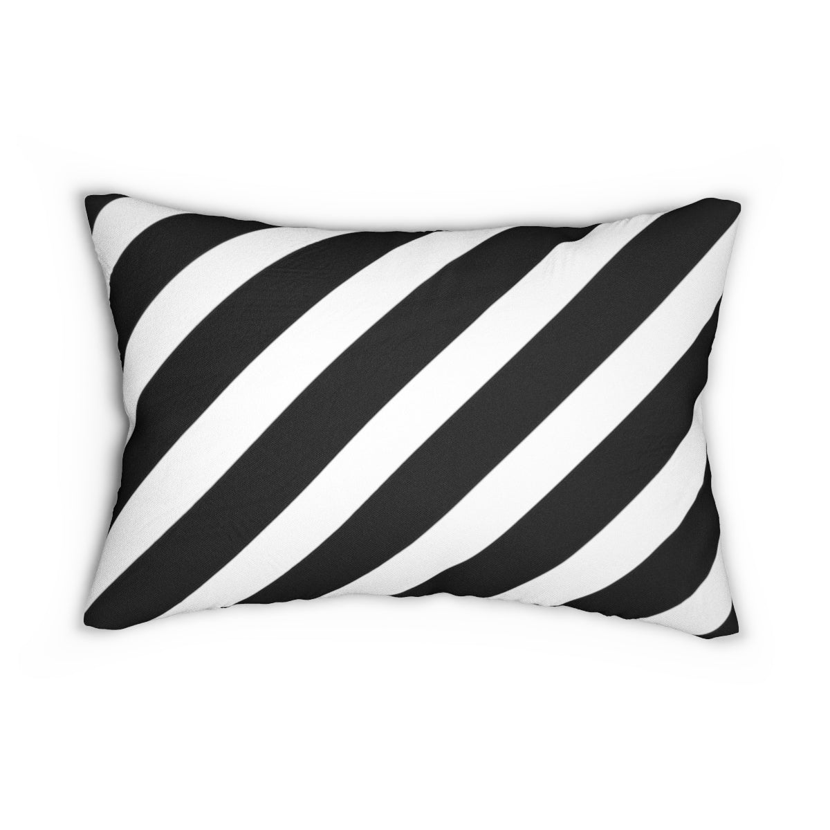 Black & White Diagonal Stripes Lumbar Pillow