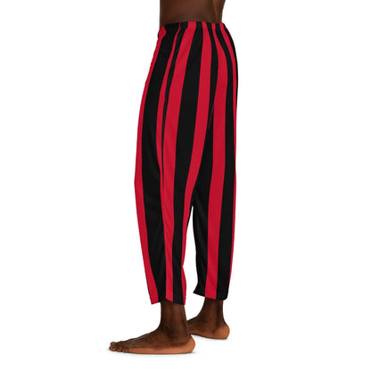 Red & Black Vertical Striped Men's Pajama Pants