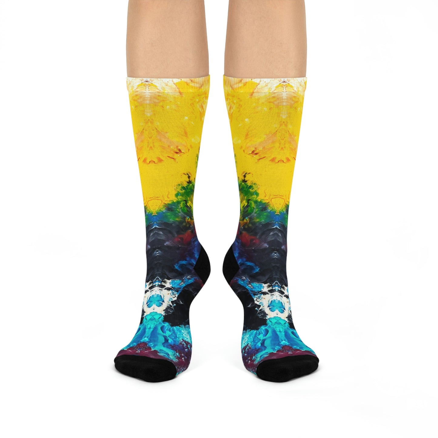 Colorful Paint Waves Crew Socks