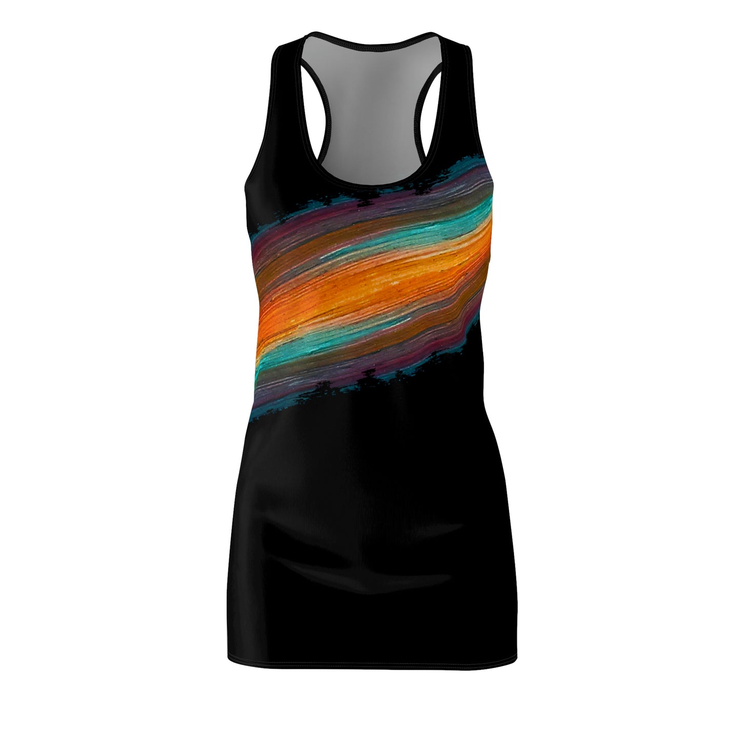 Rainbow Paint Stripe Slinky Racerback Dress