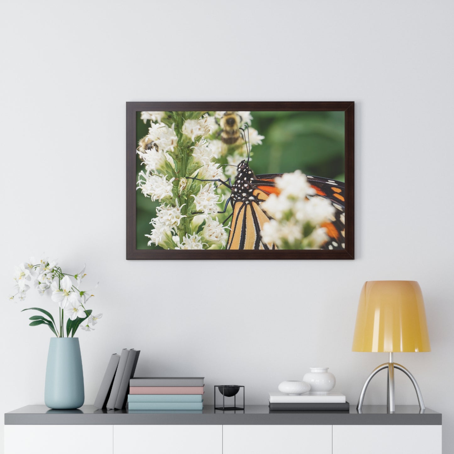 A Monarch Butterfly In Waiting Framed Matte Print