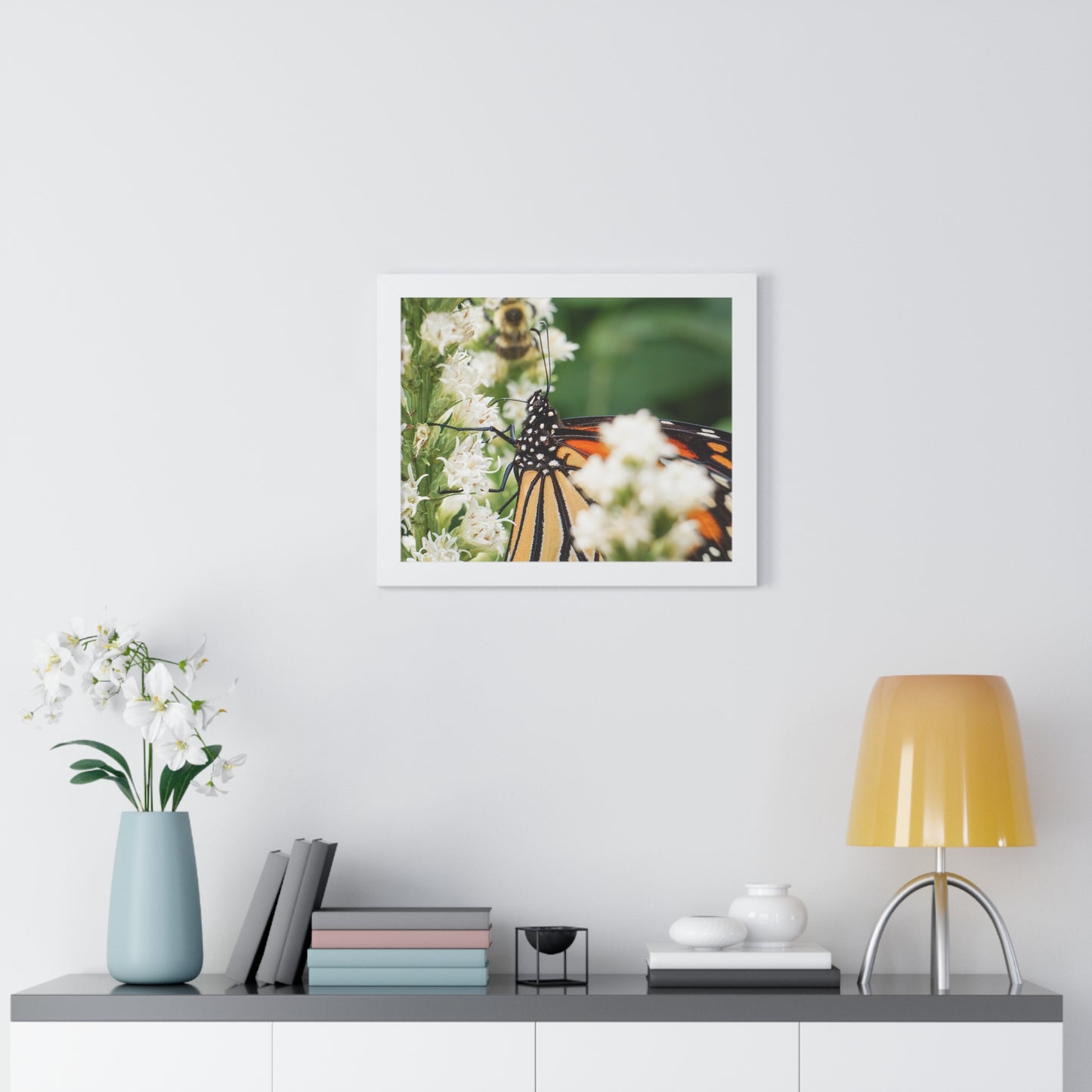 A Monarch Butterfly In Waiting Framed Matte Print