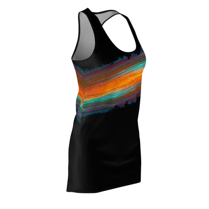 Rainbow Paint Stripe Slinky Racerback Dress