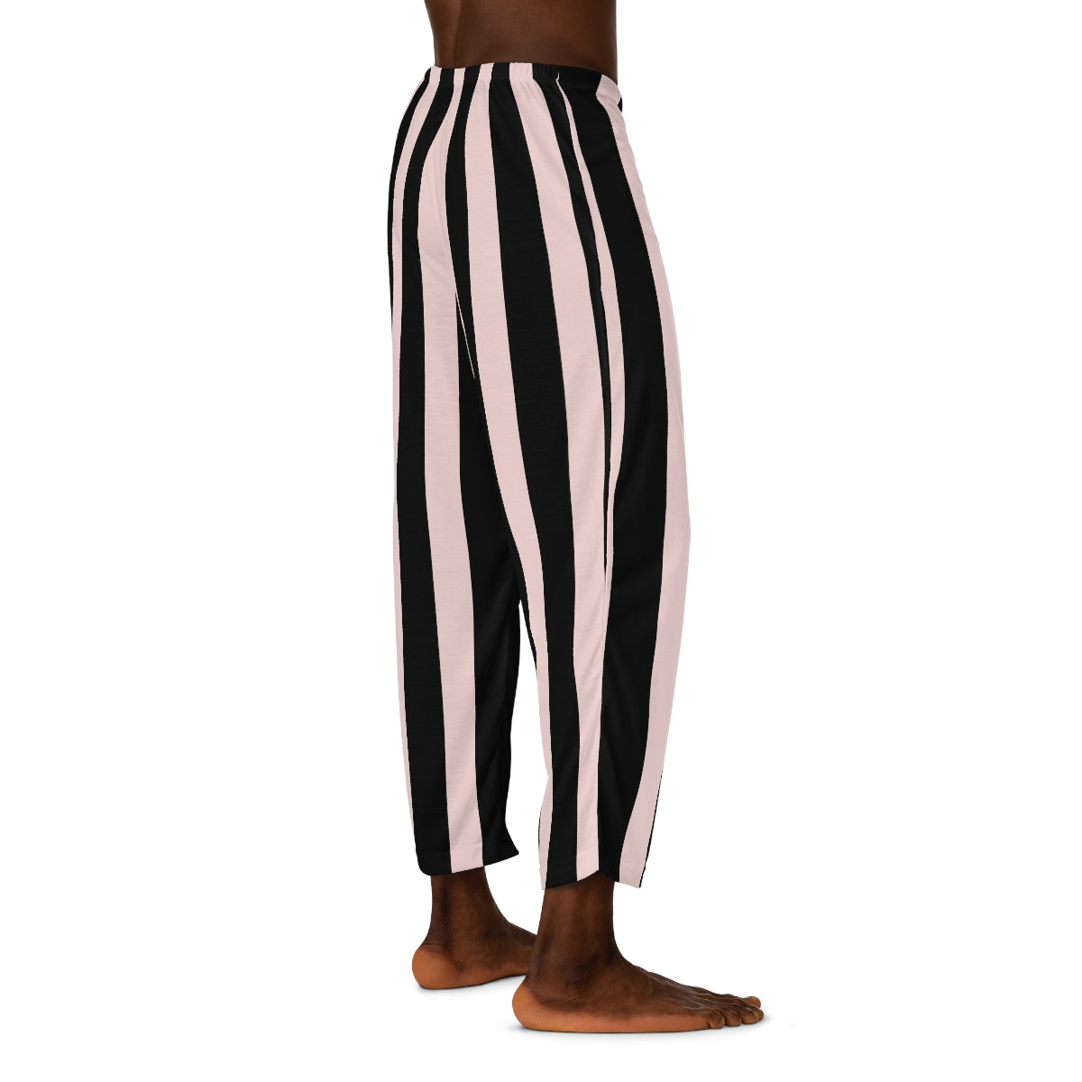 Gently Pink & Black Vertical Striped Men's Pajama Pants