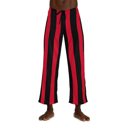 Red & Black Vertical Striped Men's Pajama Pants