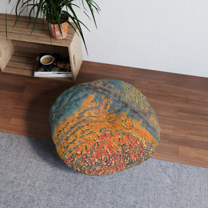 The Colors of Sunset Painting Tufted Floor Pillow, Round