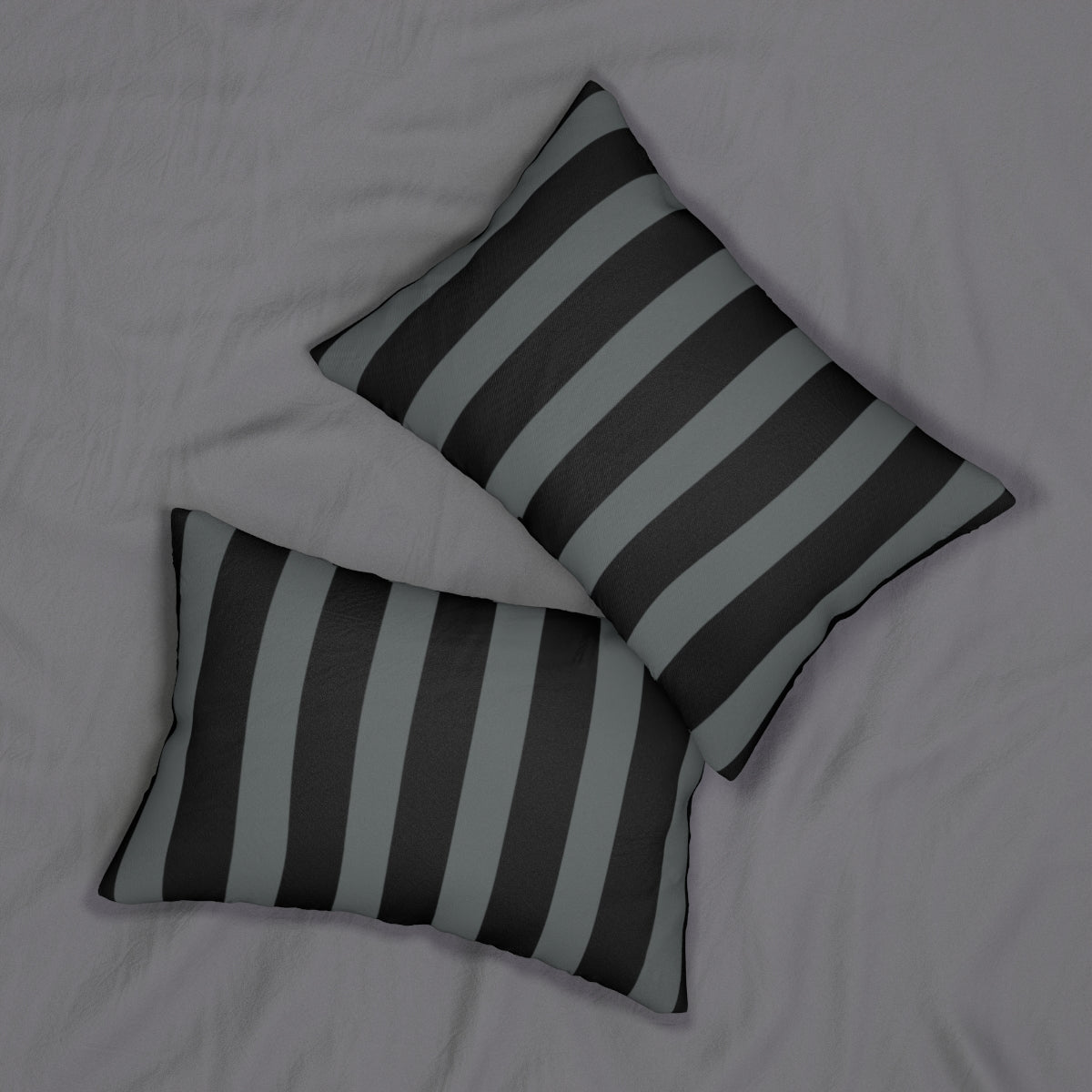 Gray & Black Stripes Lumbar Pillow