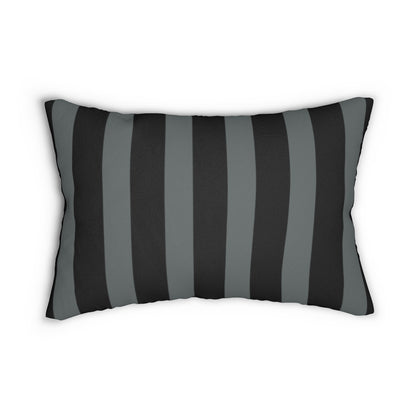 Gray & Black Stripes Lumbar Pillow