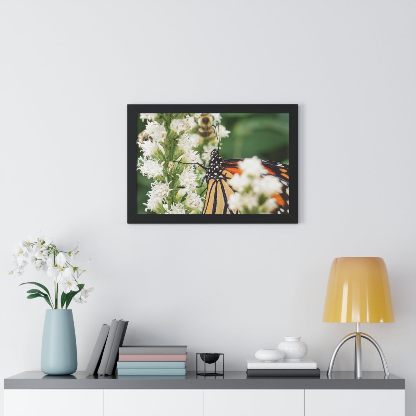 A Monarch Butterfly In Waiting Framed Matte Print