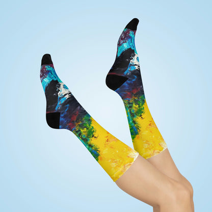 Colorful Paint Waves Crew Socks