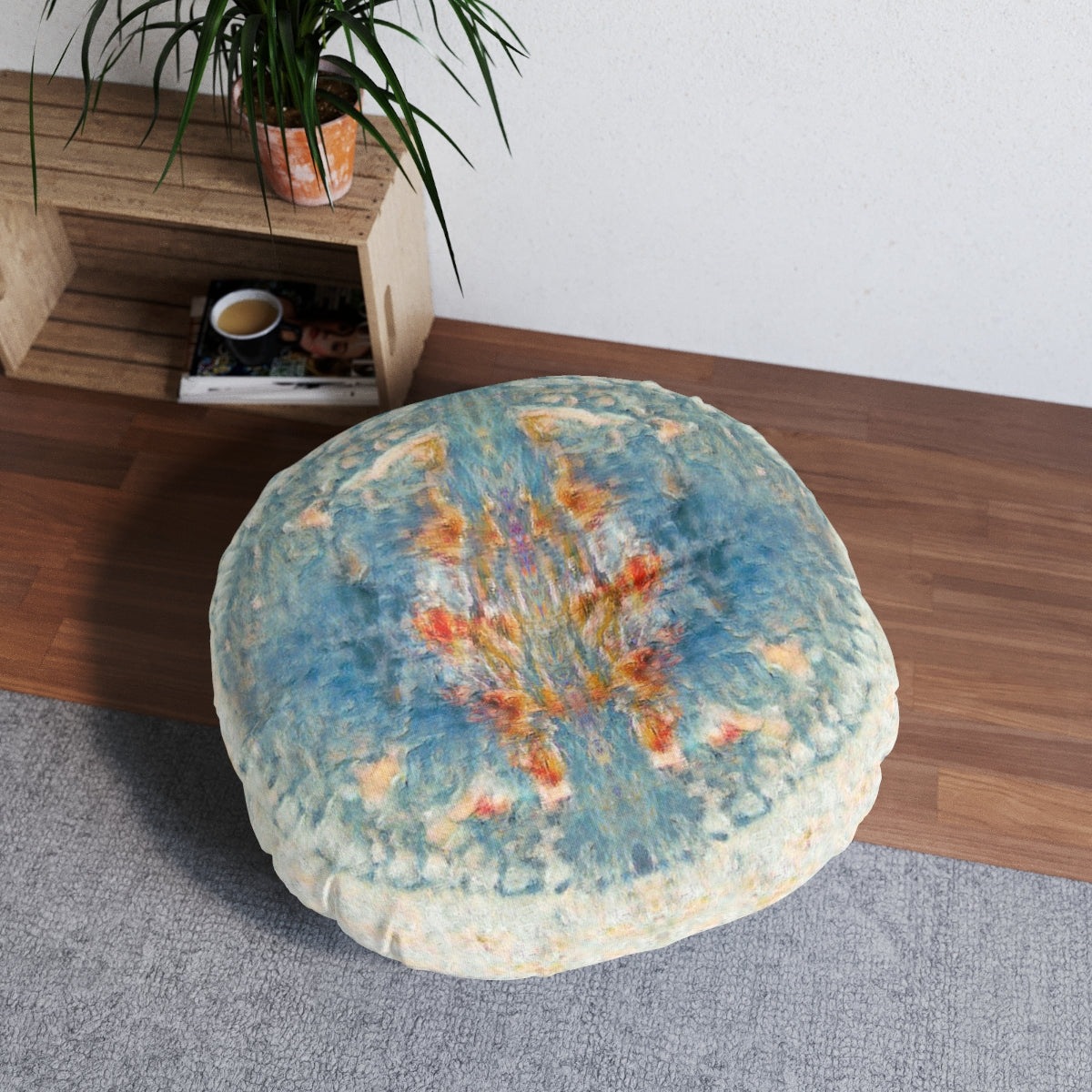 Water Spirits Tufted Floor Pillow, Round