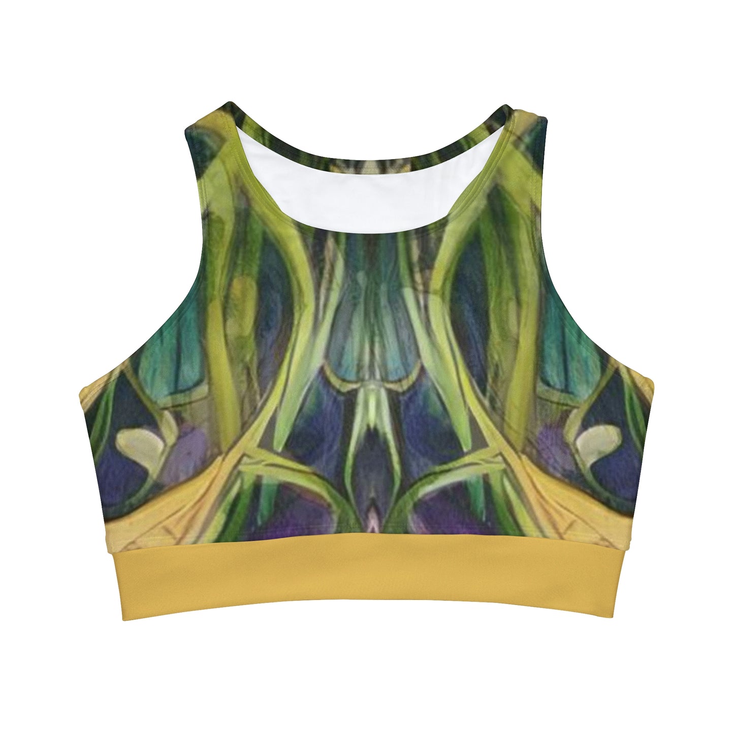 Green + Gold Art Nouveau Women's Full-Coverage Bikini Top