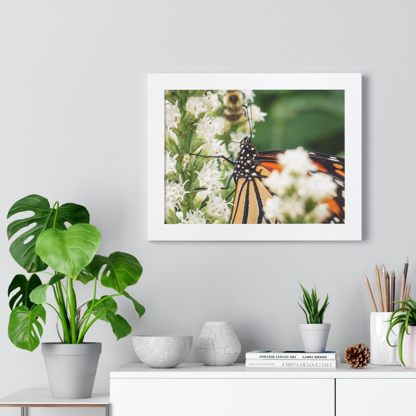 A Monarch Butterfly In Waiting Framed Matte Print