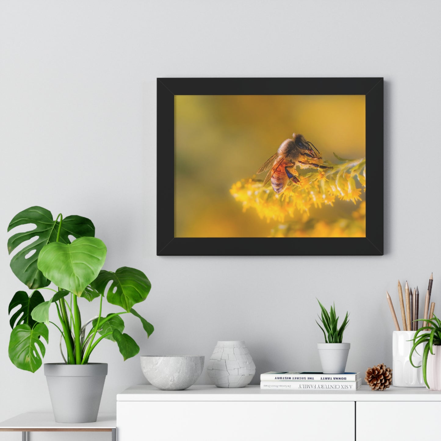 Golden Honey Bee Framed Matte Print