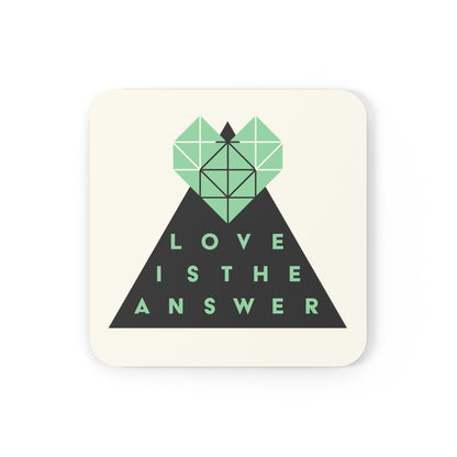 Love is the Answer 4-Piece Corkwood Coaster Set