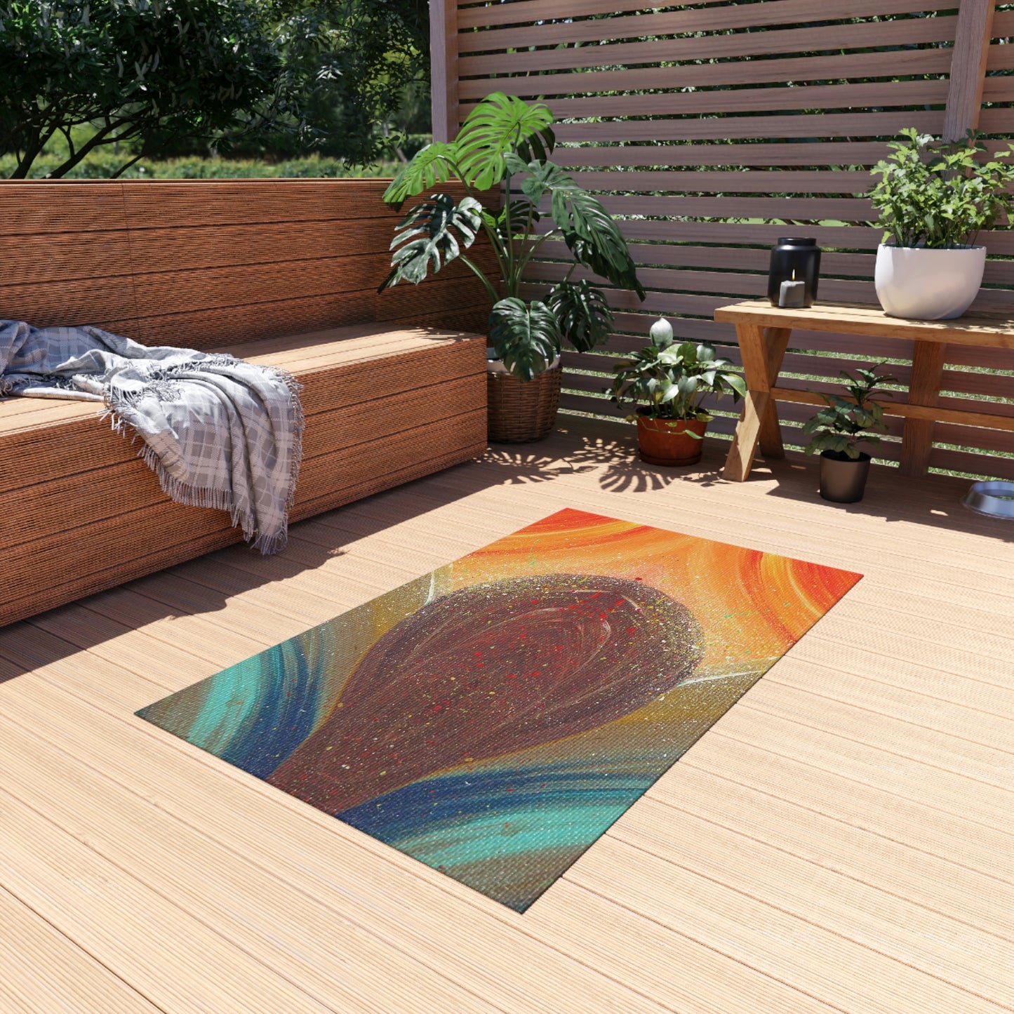 Flow of Magnetism Painting Outdoor Rug