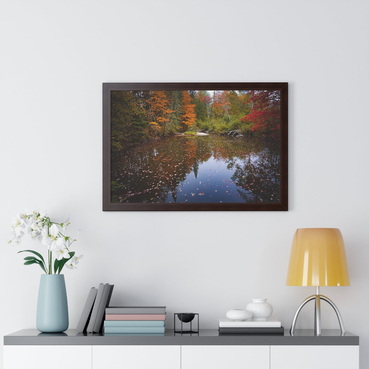 Maine Fall Foliage Waterscape Framed Matte Print