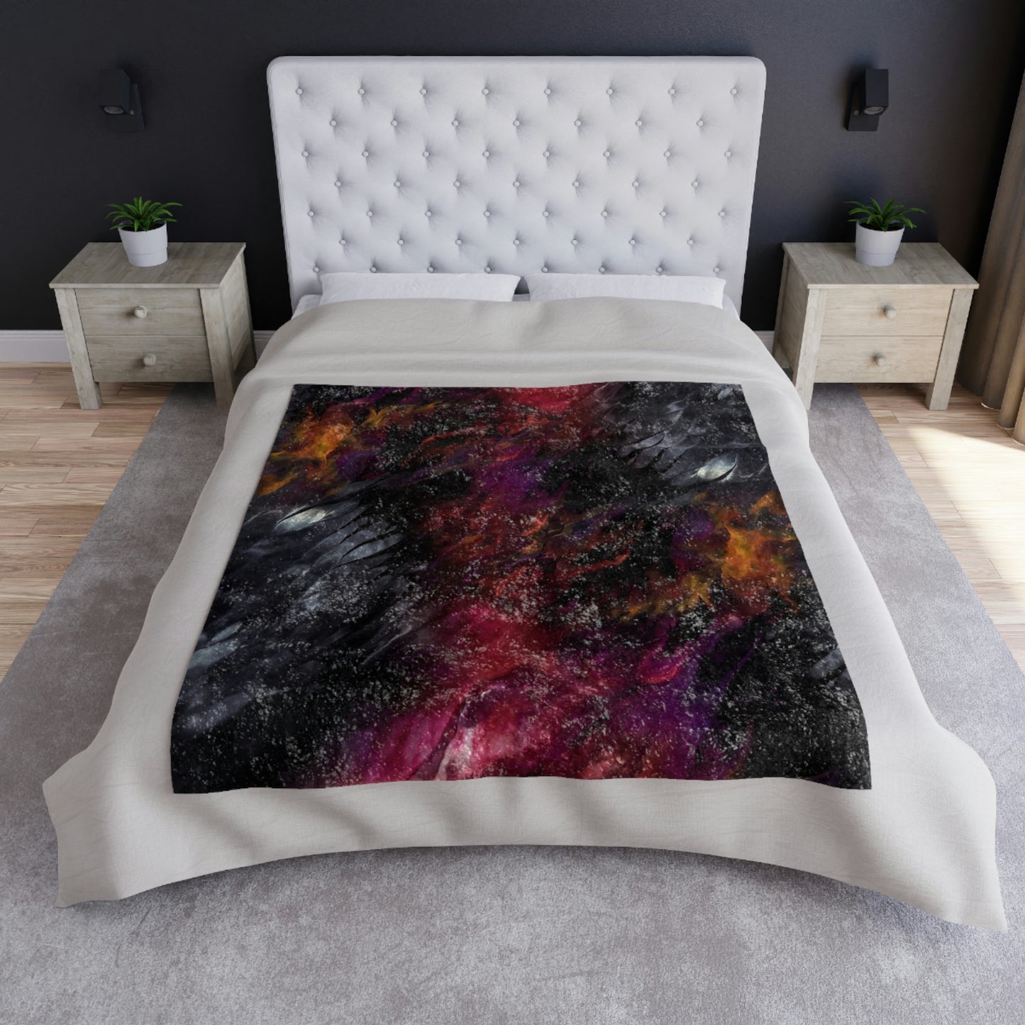 Smokey Flames Crushed Velvet Blanket