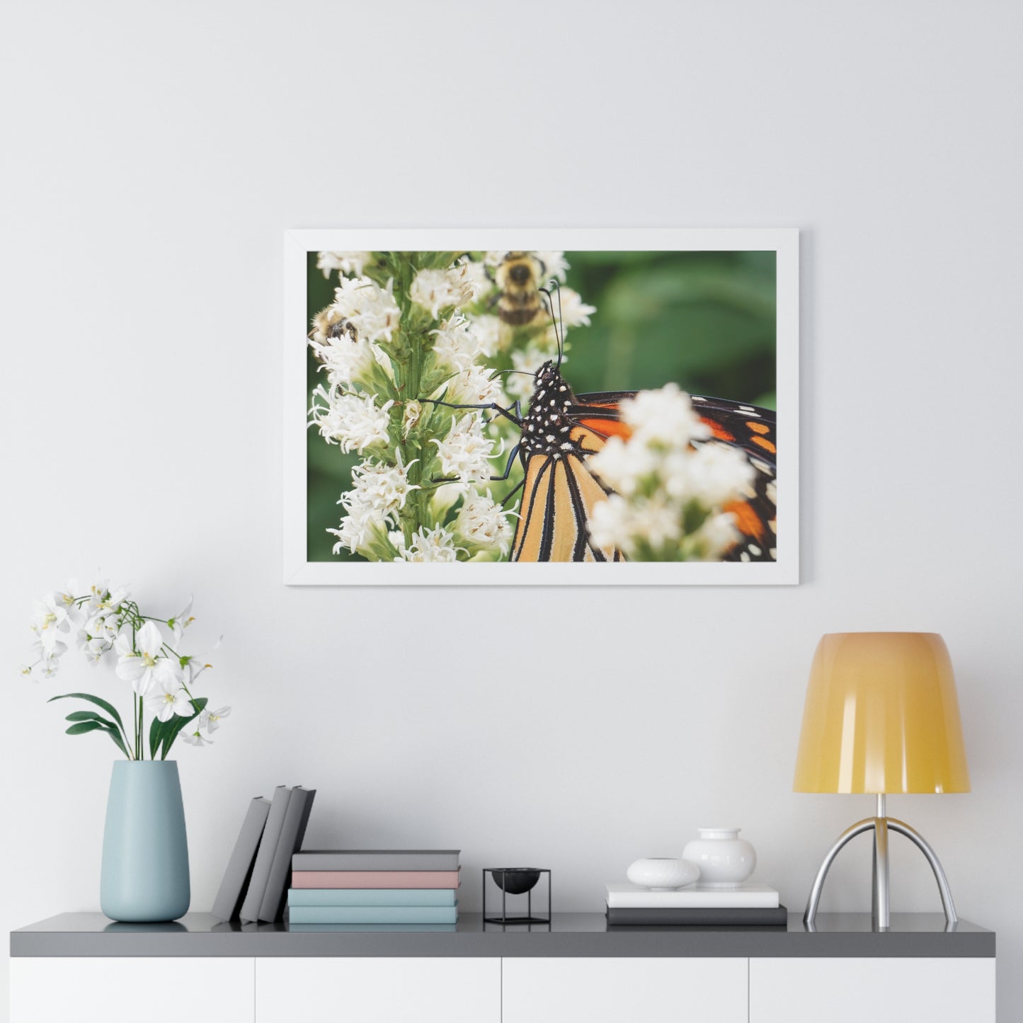 A Monarch Butterfly In Waiting Framed Matte Print