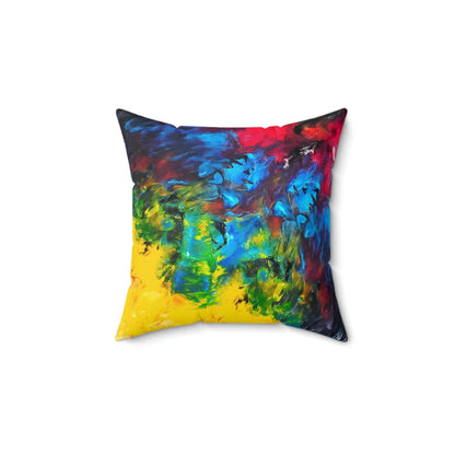 Colorful Paint Waves Faux Suede Throw Pillow