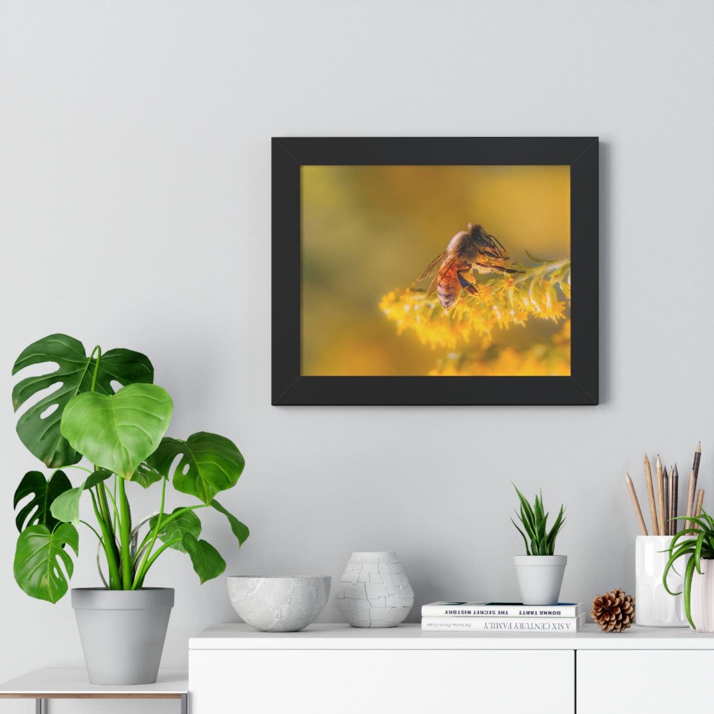 Golden Honey Bee Framed Matte Print