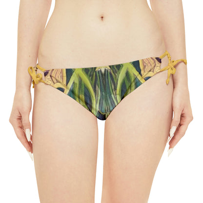 Green + Gold Art Nouveau Women's String Bikini Bottom
