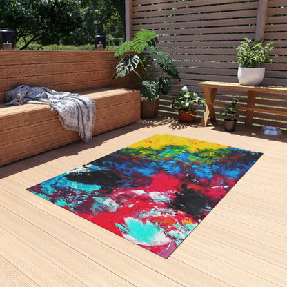 Colorful Paint Waves Outdoor Rug