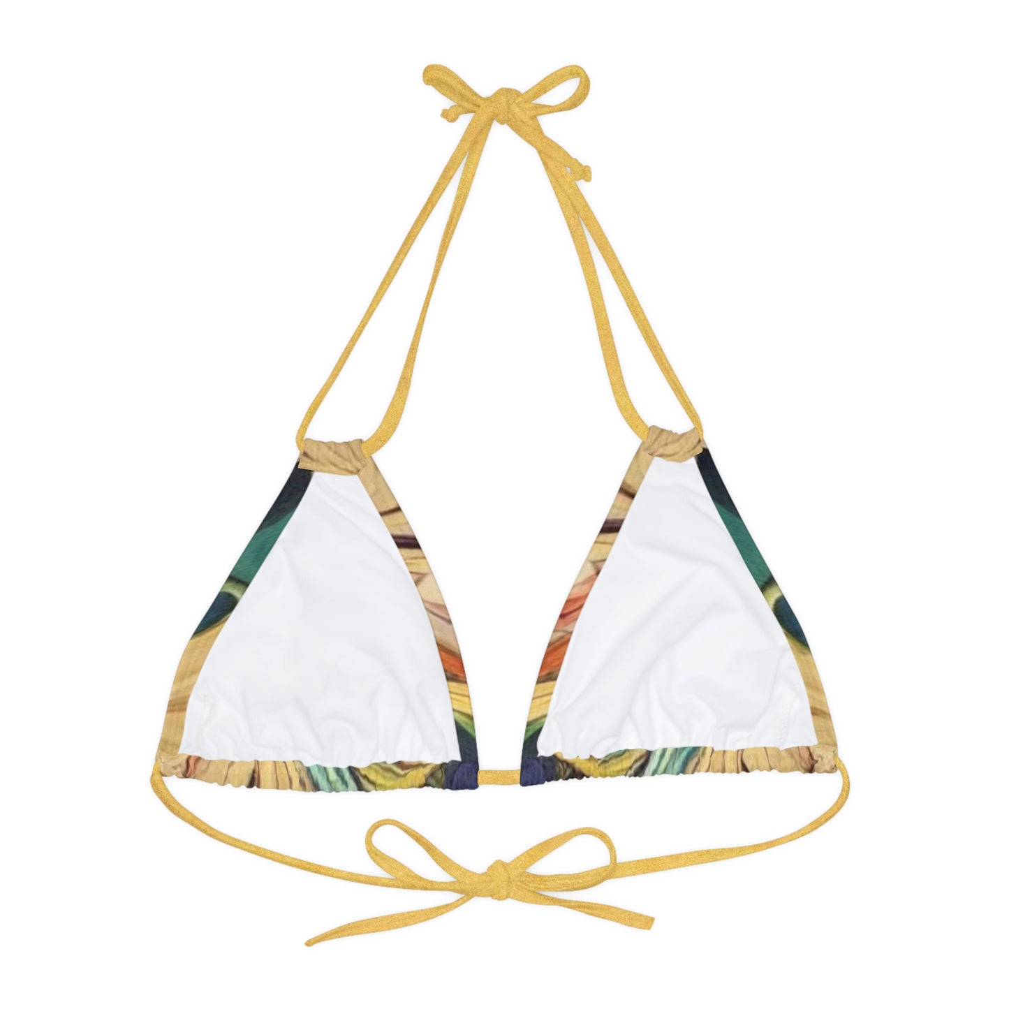 Green + Gold Art Nouveau Women's String Bikini Top