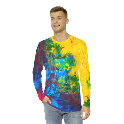 Colorful Paint Waves Men's Long Sleeve Shirt